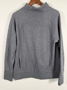 Fabletics Zaylee Funnel Neck Fleece Pullover Heather Gray Size Large
